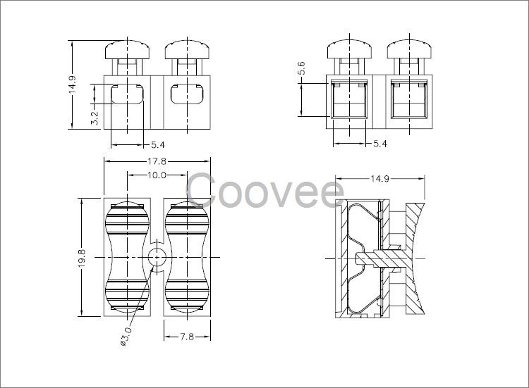 902接线端子LED灯具902端子台双边可拆白色接线端子