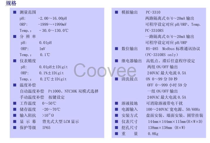 上泰SUNTEX智能型PH/ORP变送器PC-3310直销