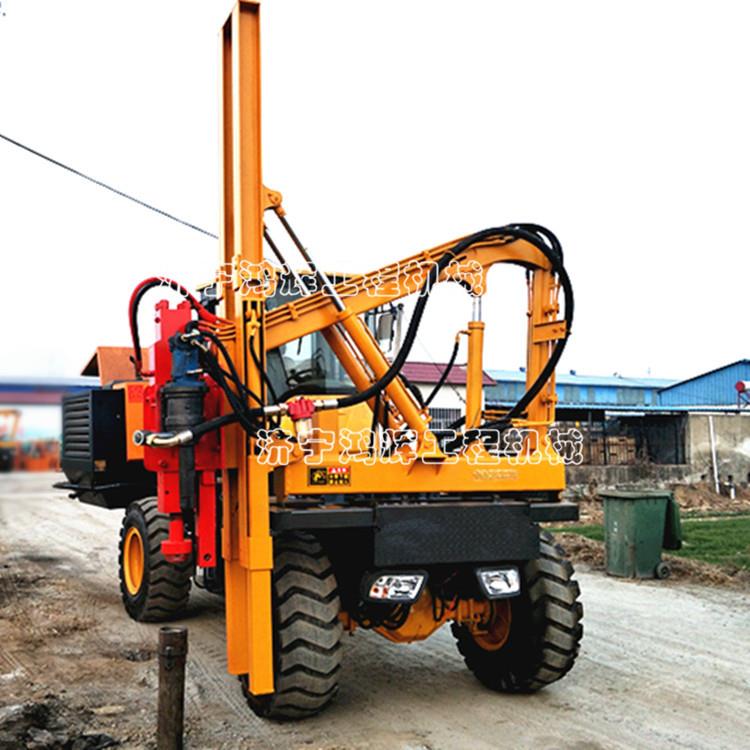新型鋼護欄打樁機 鋼護欄鉆孔機 鏟車式鋼護欄打樁鉆孔一體機
