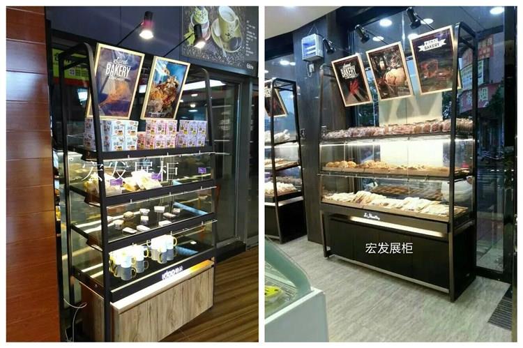 【面包柜】供应单面三层面包展示柜-面包展示柜厂家--宏发展柜