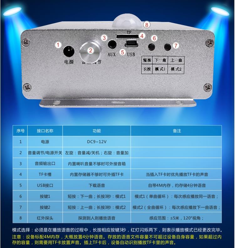 通用红外感应式语音提示器扶梯银行商场提醒语音播报器