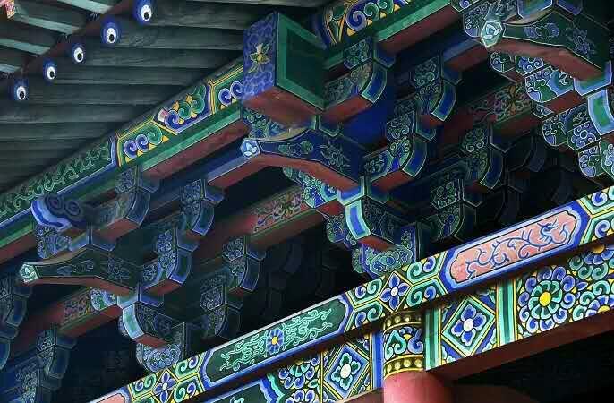 手绘古建筑彩绘油漆彩绘寺庙彩绘一麻五灰