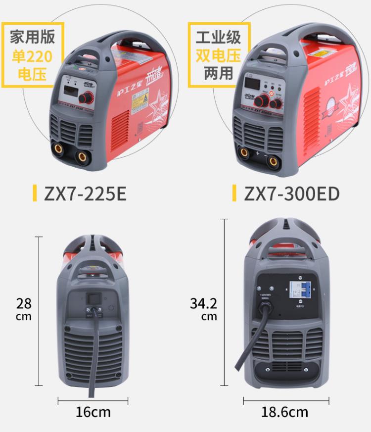 沪工电焊机ZX7-225E家用小型铜220V380V两用全