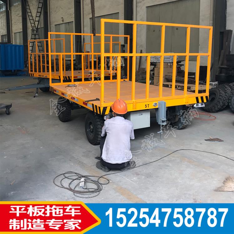 無錫非標定制6噸電磁剎平板拖車 帶減震廠區平板車