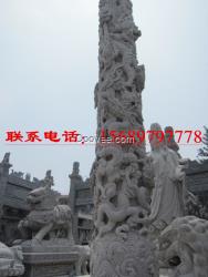 石雕柱子廠家直銷，石雕雙龍柱價格低