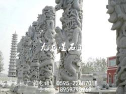 石雕盤龍柱 漢白玉龍柱雕刻 寺廟石雕龍柱