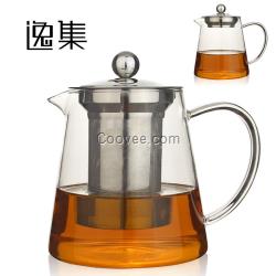 逸集耐熱玻璃茶壺大容量不銹鋼過濾煮茶壺