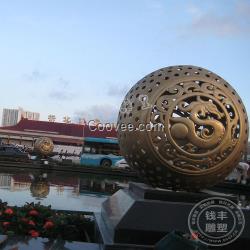 定制廣場大型鏤空球鍛銅雕塑