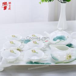 紳士虎骨瓷功夫茶具茶盤茶荷塘月色功夫茶具