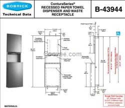 Bobrick B-43944入墙卫生纸架与垃圾箱组合柜