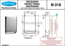 bobrick B-318保必麗入墻式紙巾架