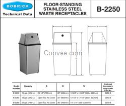 Bobrick B-2260保必麗落地式垃圾桶