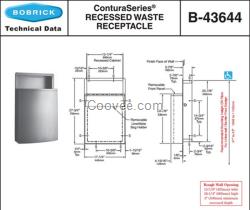 Bobrick B-43644保必麗入墻式垃圾桶