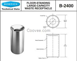 Bobrick B-2400保必麗落地式大容量垃圾桶