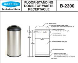 Bobrick B-2300保必麗落地式弧形頂部垃圾桶