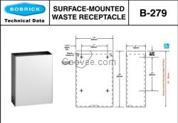 Bobrick B-279保必麗壁掛式垃圾桶