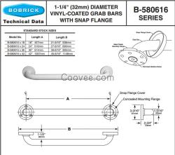 Bobrick B-580616保必麗乙烯涂層擺起扶手