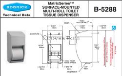 Bobrick B-5288保必麗壁掛式多卷滾筒衛(wèi)生紙架