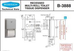 Bobrick B-3888保必麗入墻式多卷滾筒衛(wèi)生紙架