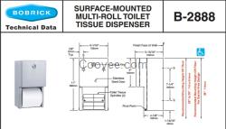 Bobrick B-2888保必麗壁掛式多卷滾筒衛(wèi)生紙架