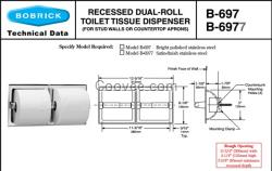 Bobrick B-697保必麗入墻式衛(wèi)生紙架