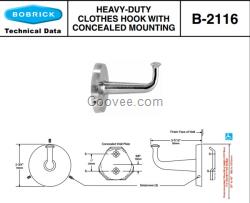 Bobrick B-2116保必麗堅(jiān)固耐用的衣帽鉤