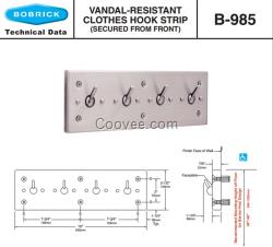 Bobrick B-985保必麗抗粗暴使用衣帽鉤條
