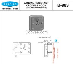 Bobrick B-983保必麗抗粗暴使用衣帽鉤