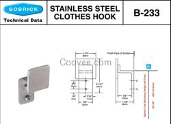 Bobrick B-233保必麗衣帽鉤