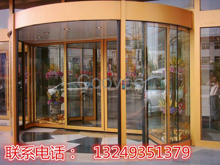 石家莊旋轉門廠家教您選擇合適的旋轉門定做廠家玫瑰金旋轉門