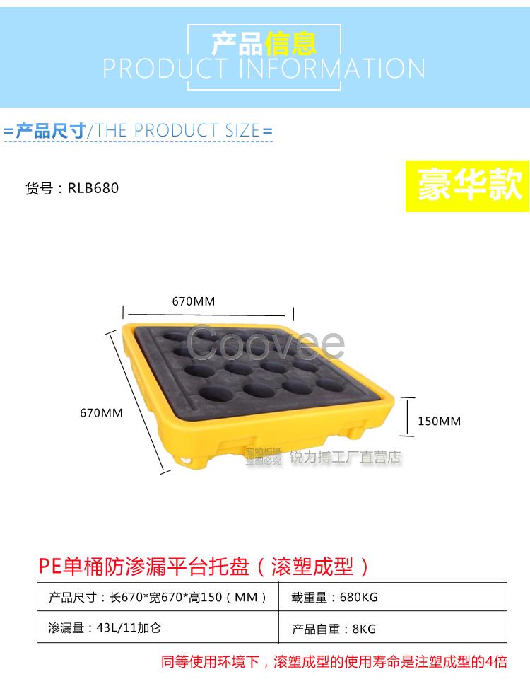 銳力搏680滲漏托盤盛漏油桶接油盤化學品二次容器防泄漏卡板