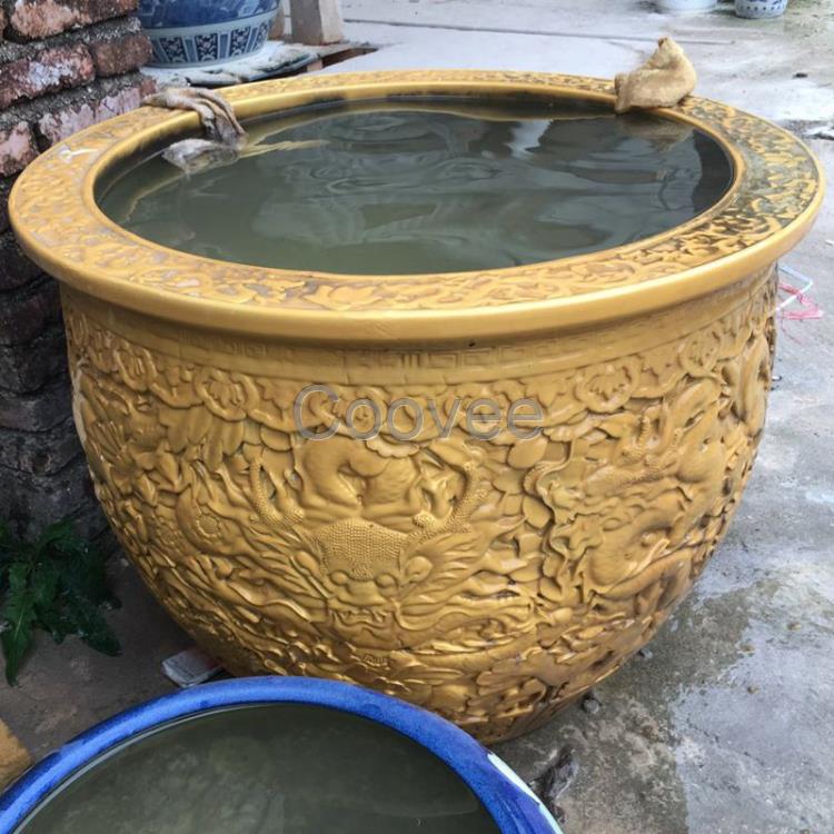 【景德镇陶瓷大缸】景德镇陶瓷大缸雕刻龙纹风水镇宅大缸锦鲤荷花鱼缸