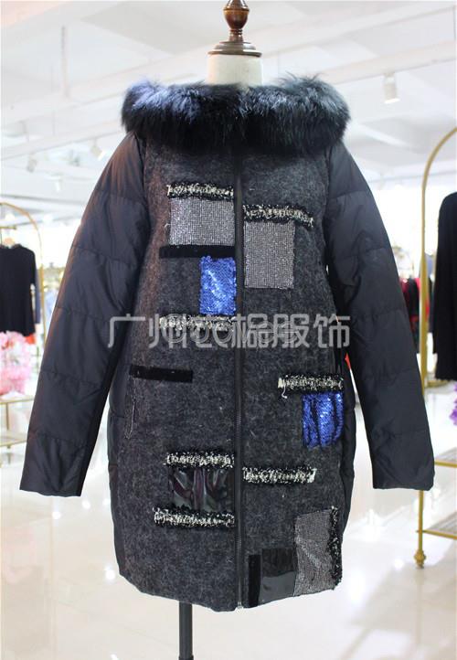 曼婭品牌折扣女裝2016年冬裝羽絨服貨源走份批發供應