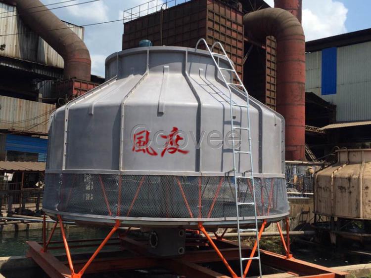 化工設備降溫冷卻塔風度500T圓形逆流式玻璃鋼冷水塔