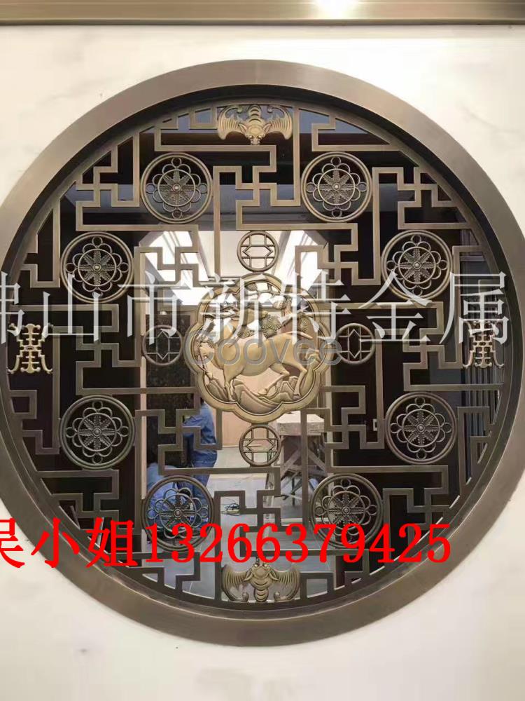 古銅屏風(fēng)酒店鋁板雕刻屏風(fēng)復(fù)古元素圖片