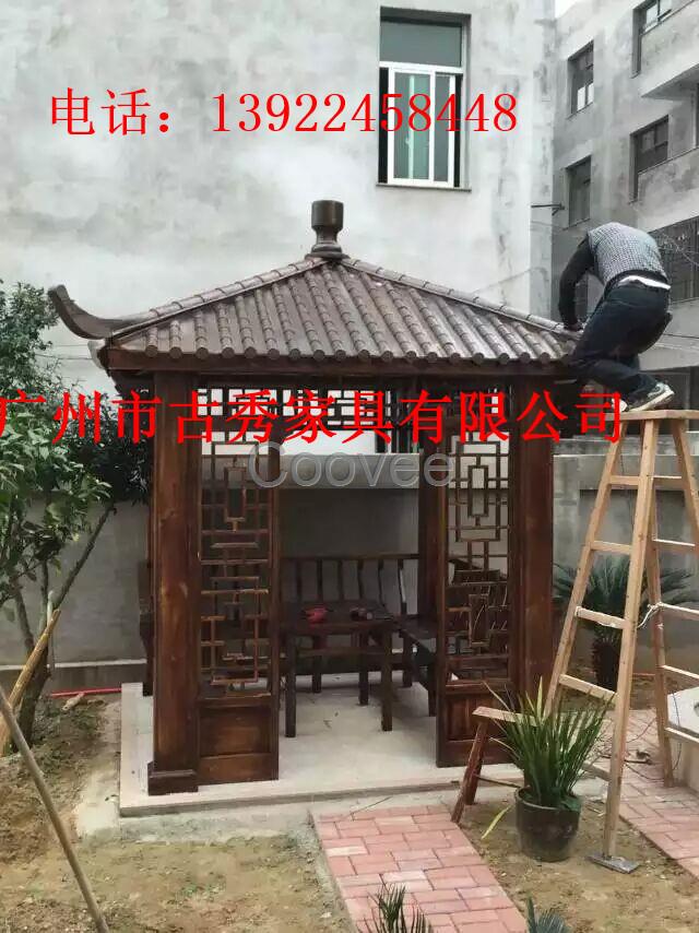 景觀防腐木休閑涼亭-酒店現(xiàn)代簡約木制亭子