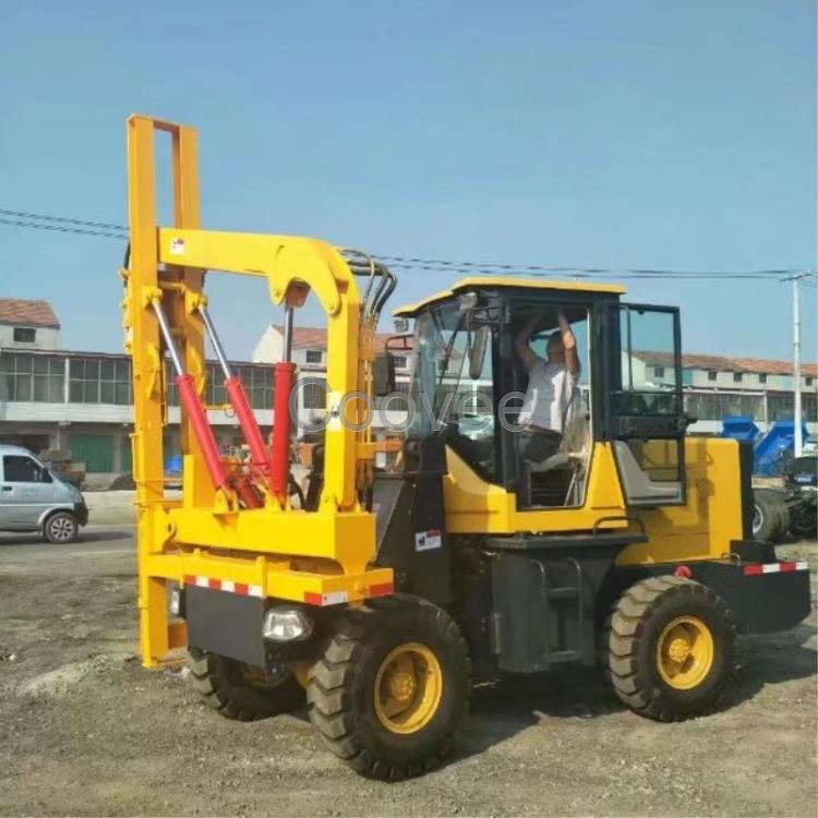 四輪座駕式打樁機裝載式公路護欄打樁機