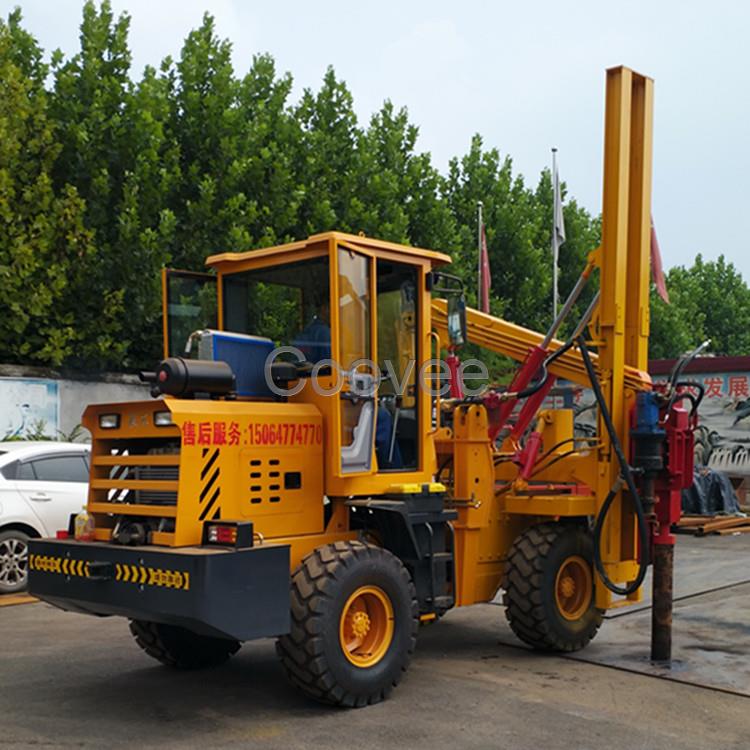 新款車型建筑工程打樁鉆孔小四輪打樁機高速公路圓樁護欄打樁機