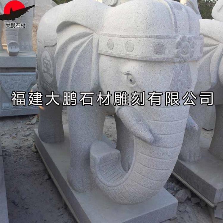 福建大鵬花崗巖石雕大象公司門口擺放招財石象可定制