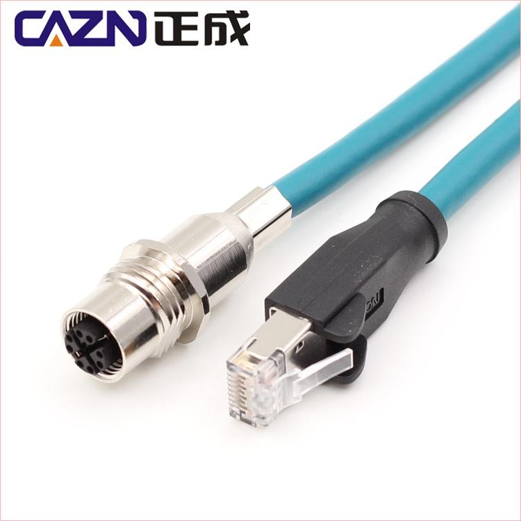 M12 X型轉(zhuǎn)RJ45連接線X-coding連接器千兆以太網(wǎng)