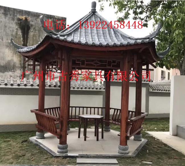 廣州公園防腐木六角涼亭-定制四角涼亭廠家