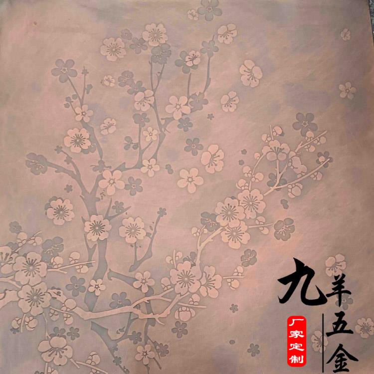 浙江定制高端不銹鋼門板 古典梅花藝術門板 不銹鋼大板蝕刻