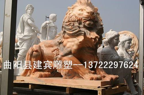 上海大理石歐式現(xiàn)代石獅子歐洲石雕雄獅雕塑