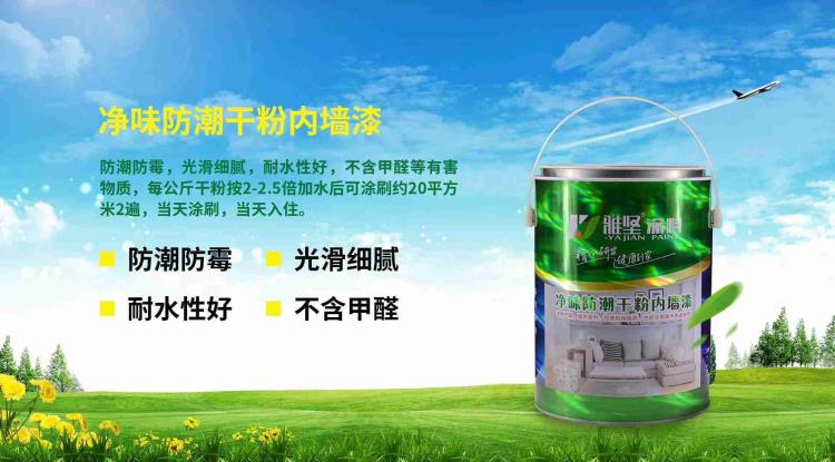 河南干粉涂料壁涂廠家直銷 鄭州雅堅(jiān)凈味防潮干粉內(nèi)墻漆