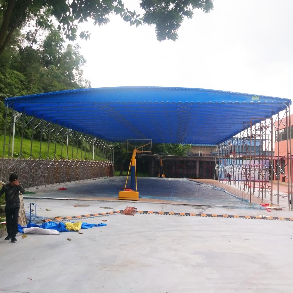 推拉雨棚大型倉庫帳篷推拉雨棚移動蓬倉庫棚物流園卸貨帶輪子