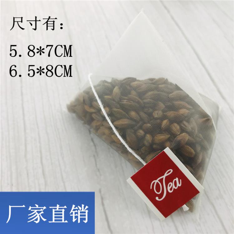 帶標(biāo)5.8*7一次性尼龍三角茶包袋立體花茶袋泡茶袋