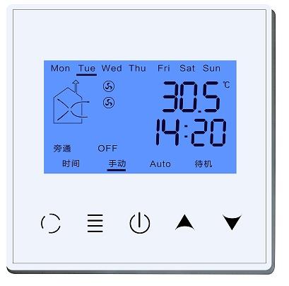 86盒双风机开关面板新风液晶温度控制器