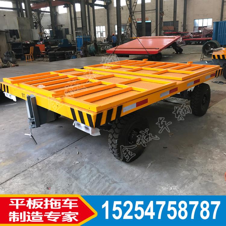 無錫非標定制6噸電磁剎平板拖車 帶減震廠區平板車